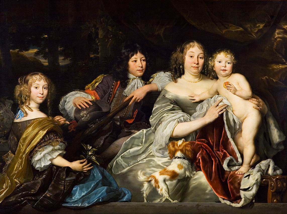 Zijn vrouw en kinderen: Albertine Agnes van Oranje-Nassau (1634-1696) en haar drie kinderen. Geschilderd in 1668 door Abraham van den Tempel. Bron: Collectie Fries Museum. Hoogte: 140cm, breedte: 192cm. Olieverf op doek. Licentie: Publieke Domein. De kinderen: Amalia (links) (1655-1695); gehuwd met Johan Willem van Saksen-Eisenach (1666-1729), midden Hendrik Casimir II, (1657-1696), vorst van Nassau-Dietz, gehuwd met Henriëtte Amalia van Anhalt-Dessau (1666-1726). Rechts: Sophia Hedwig (1664-1667). Na de dood van haar man Willem Frederik in 1664 wordt ze in Friesland regentes voor haar zoon Hendrik Casimir II. Tijdens het regentschap moet Albertine Agnes in 1672 het hoofd bieden aan de aanvallen van Bernhard von Galen, de bisschop van Münster. Albertina Agnes is net als haar man ook bijgezet in de grafkelder van de Friesche Nassau's in de Jacobijnerkerk te Leeuwarden.